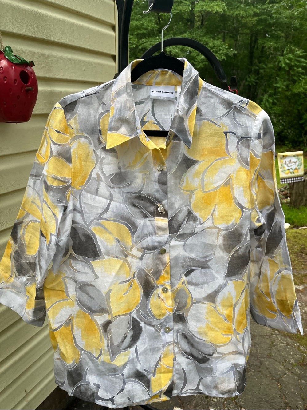 Alfred Dunner Yellow and Gray Floral Blouse Sz. 12p